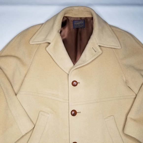 Pendleton Button Front Overcoat Long Jacket L Tan - Picture 2 of 8